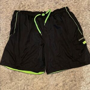 Speedo Men's Athletic Shorts in Black with Neon Green Accents